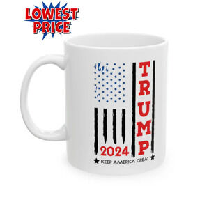 Trump 2024 Take America Back Flag- Ceramic Mug (White, 11oz)
